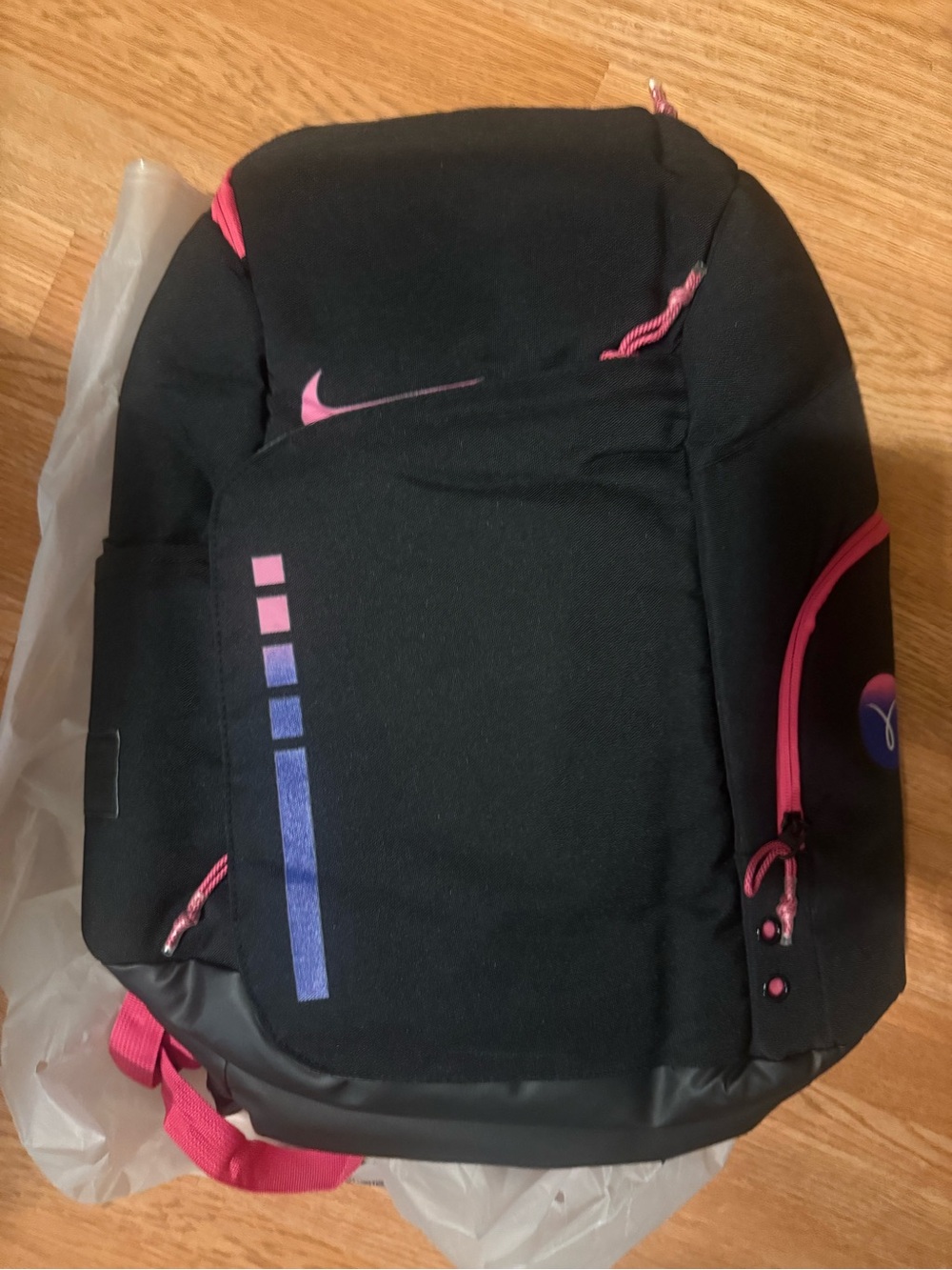 Nike Black Backpack with Pink & Purple Accents